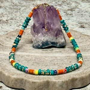 Stunning Ceramic Bead-Medley Boho-Chic Statement Necklace